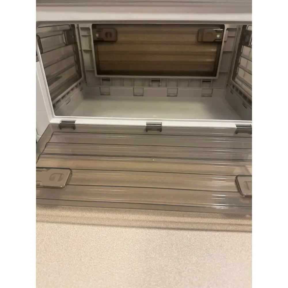 NEALYSEA Collapsible Storage Bins 2 Pack Grey Stackable with Lids Wheels Doors